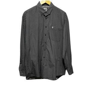 Cinch Mens Black Purple Dot Print Western Button Up Shirt L Rodeo Ranch‎ Cowboy
